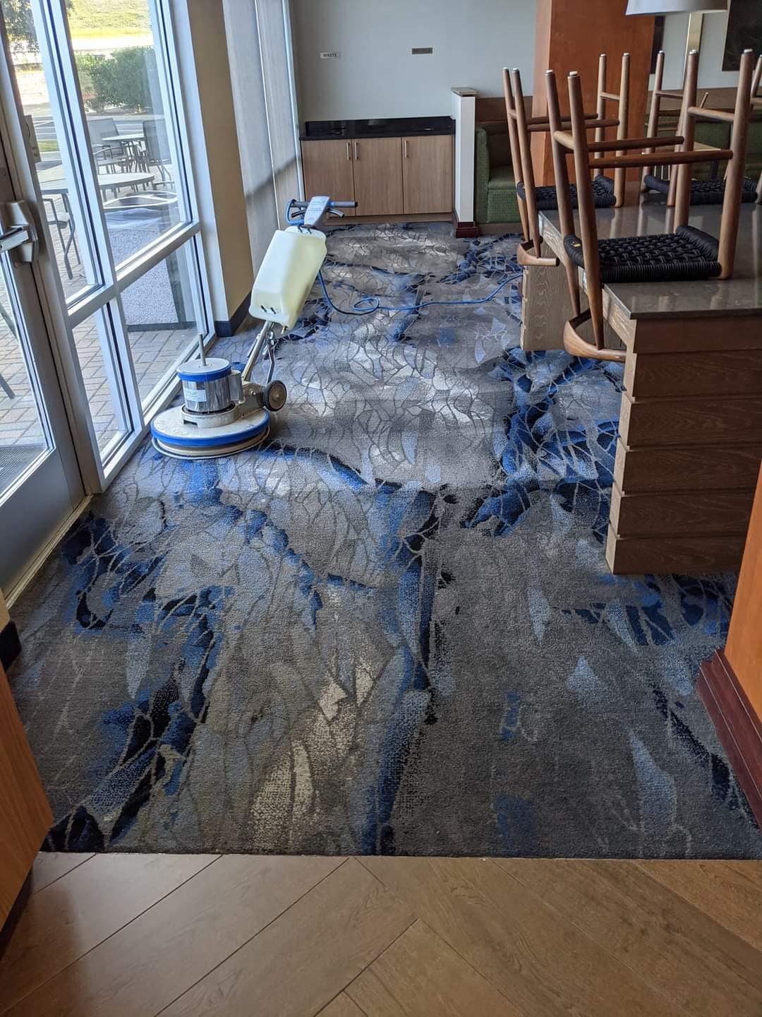 Ultraclean rotary machine deep scrubbing a patterned carpet in a Swan Hill home